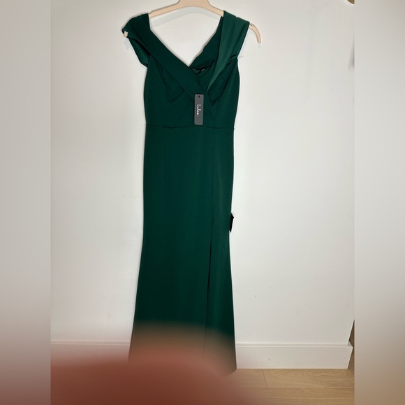 Lulu's Song of Love Hunter Green Off the Shoulder Maxi Dress Gown - Picture 6 of 7